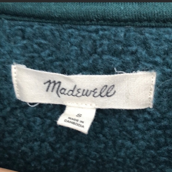 Madewell fleece pullover dark green half zip jacket size small - Picture 6 of 8